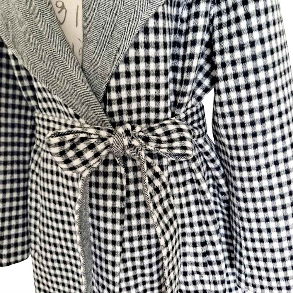 SOLD Talbots wool blend Trench plaid gingham double face belted long coat 18W - Picture 9 of 17